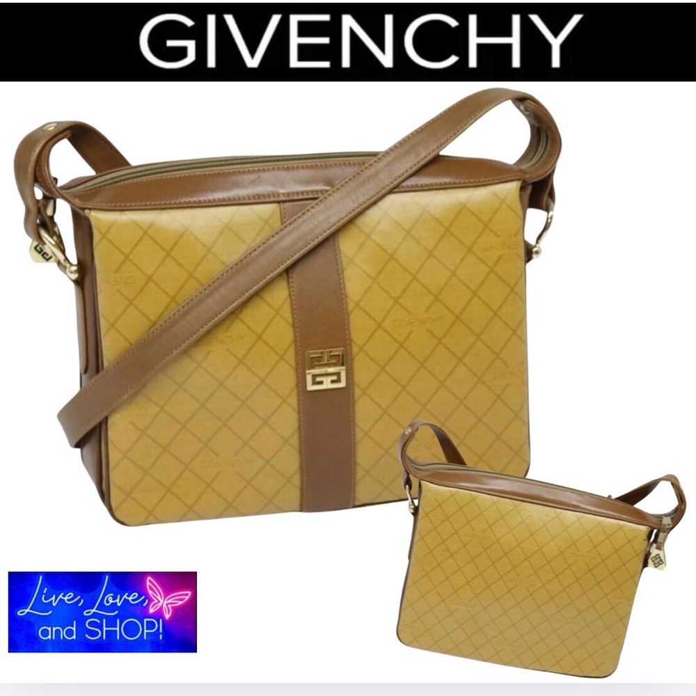 GIVENCHY Yellow/Brown Shoulder Purse. Auth bs15323, EUC